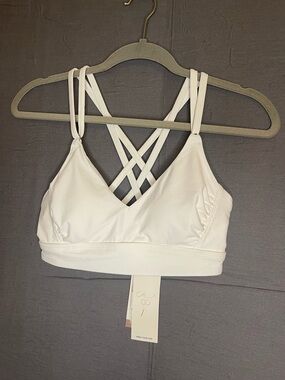 CALIA Women's Strappy Back Ruched Bikini Top Pure White Size Small